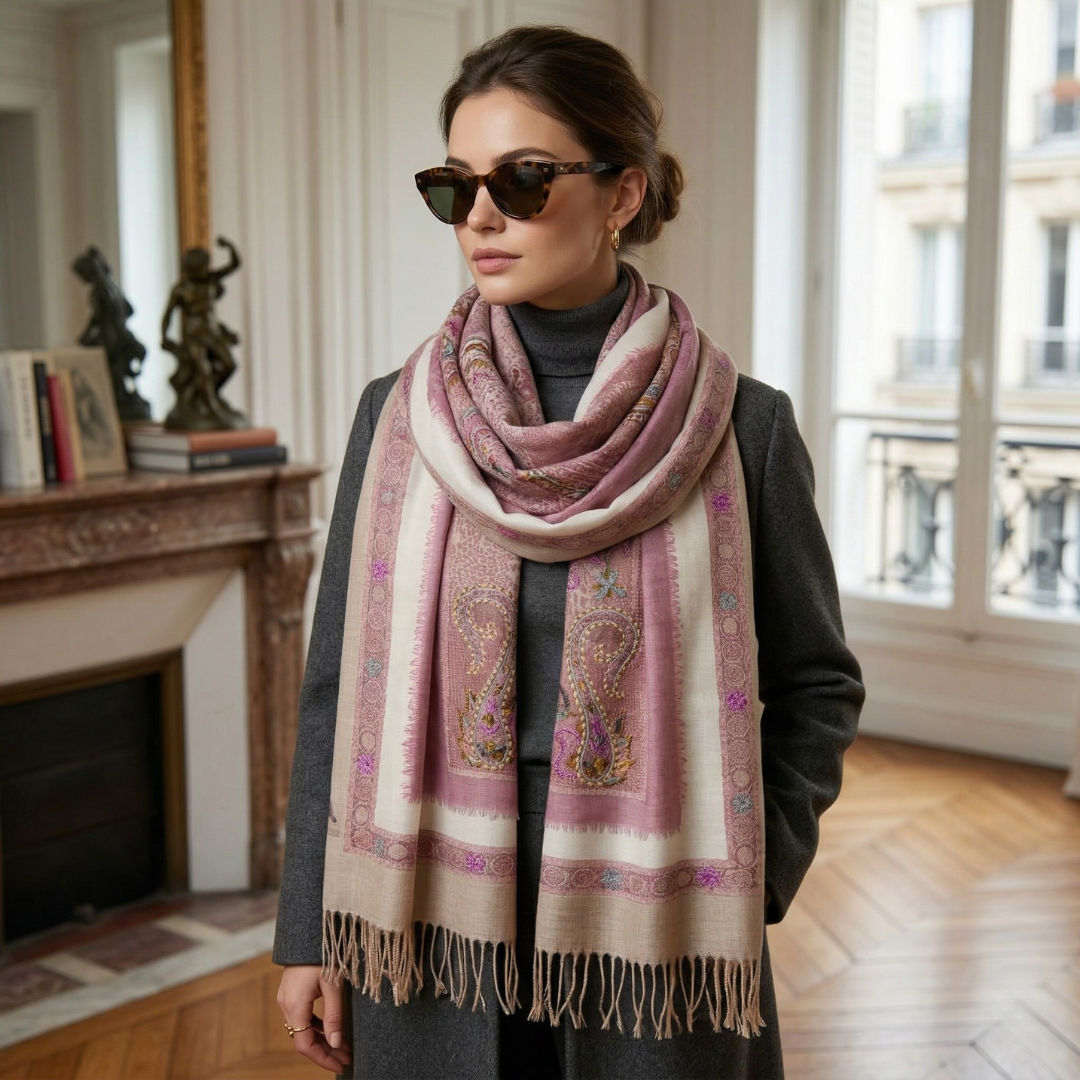 Boiled Wool Embroidery Hijab/Scarf